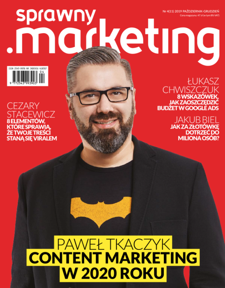 Paweł Tkaczyk prasowa fotografia biznesowa okładka magazynu sprawny marketing Strateg Marki autor poczytnych książek fotograf Krzysztof Zaleski